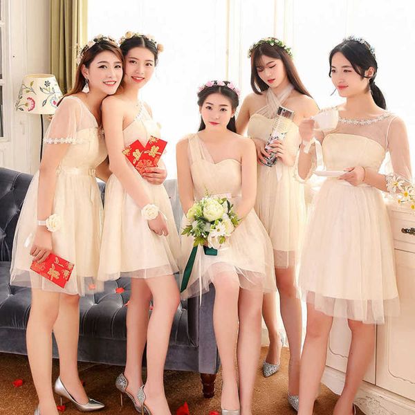 bridesmaid dress style short sister group evening temperament small wedding party summer, White;black
bridesmaid dress style short sister group evening temperament small wedding party summer, White;black