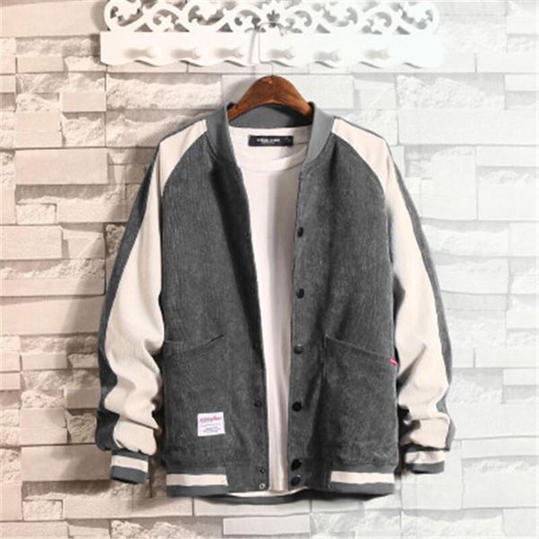 mens korean corduroy jackets fashion trend long sleeve loose baseball collar colorblock coats designer male button pocket casual outerwear, Black;brown 
mens korean corduroy jackets fashion trend long sleeve loose baseball collar colorblock coats designer male button pocket casual outerwear, Black;brown