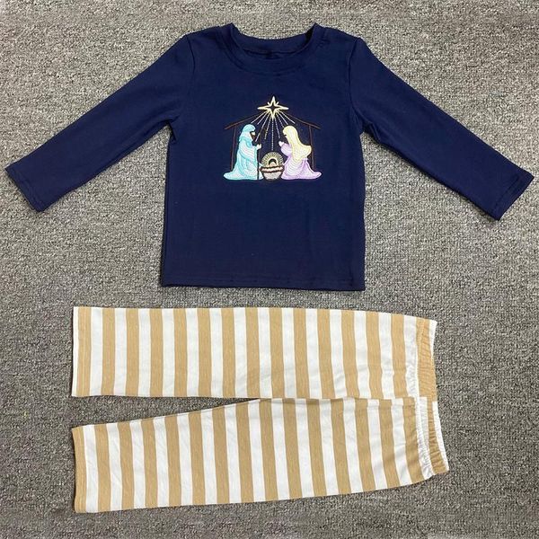 clothing sets autumn clothes navy blue long sleeve and brown striped trousers child is born embroidery pattern boys, White
clothing sets autumn clothes navy blue long sleeve and brown striped trousers child is born embroidery pattern boys, White