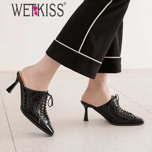 wetkiss big size women's slippers cross tied ladies slipppers high heels shoes woman mules shoes summer slides women shoes 210630, Black
wetkiss big size women's slippers cross tied ladies slipppers high heels shoes woman mules shoes summer slides women shoes 210630, Black