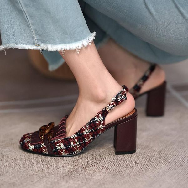 elegant check cloth fringe single shoes women shallow mouth crystal chain decor chunky high heel sandals slingback pumps dress, Black
elegant check cloth fringe single shoes women shallow mouth crystal chain decor chunky high heel sandals slingback pumps dress, Black