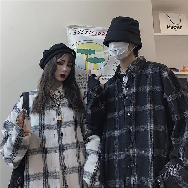 men's casual shirts plaid korean men shirt long sleeve loose button collar ropa para hombre retro spring autumn clothes mm60ncs, White;black
men's casual shirts plaid korean men shirt long sleeve loose button collar ropa para hombre retro spring autumn clothes mm60ncs, White;black