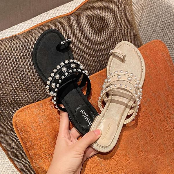 slippers slhjc summer pretty pearsl sweet for beach wedding holiday shoes flat sandals women casual slides, Black
slippers slhjc summer pretty pearsl sweet for beach wedding holiday shoes flat sandals women casual slides, Black