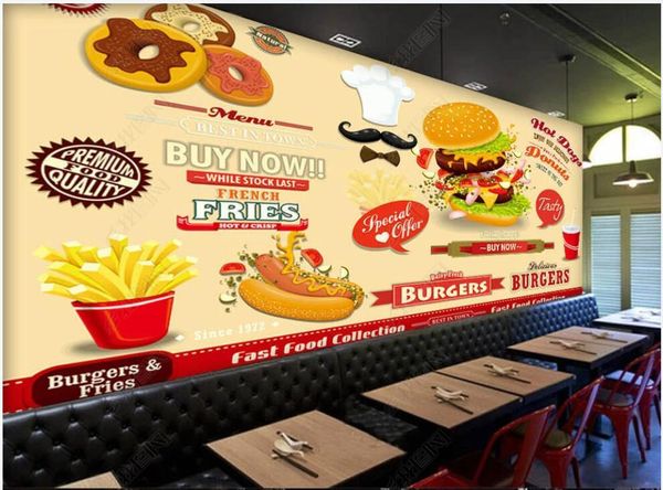 wallpapers 3d wallpaper for walls in rolls home decor burger dog donut drink fast food restaurant mural po living room