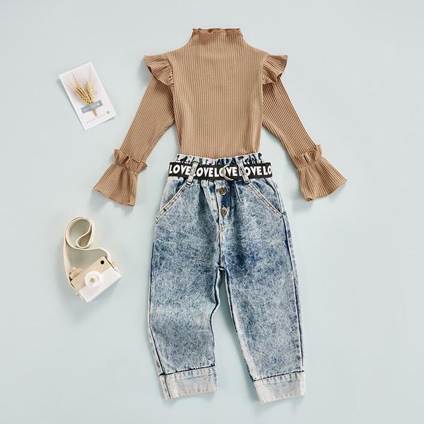 clothing sets 2-7y fashion kids girls autumn clothes 2pcs long sleeve turtleneck ribbed sweater + denim pants with belt outfits, White
clothing sets 2-7y fashion kids girls autumn clothes 2pcs long sleeve turtleneck ribbed sweater + denim pants with belt outfits, White