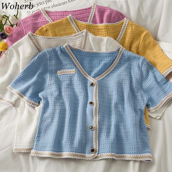 women's knits & tees woherb summer short sleeve coat women vintage bright silk edging single-breasted v-neck thin knitted cardigan wild, White
women's knits & tees woherb summer short sleeve coat women vintage bright silk edging single-breasted v-neck thin knitted cardigan wild, White