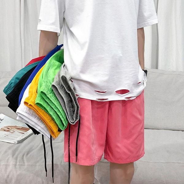 men's shorts 2021 summer hong kong style neutral wind five-point pants ten-color casual beach m-5xl, White;black 
men's shorts 2021 summer hong kong style neutral wind five-point pants ten-color casual beach m-5xl, White;black