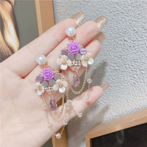 dangle & chandelier 2021 sweet girly purple crystal water drop bow pearl pendant earrings, Silver
dangle & chandelier 2021 sweet girly purple crystal water drop bow pearl pendant earrings, Silver