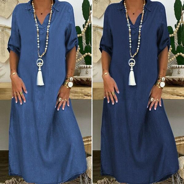 women's swimwear plus size dress women short sleeve solid denim sundress turn down collar party long lady spring summer dresse, White;black
women's swimwear plus size dress women short sleeve solid denim sundress turn down collar party long lady spring summer dresse, White;black