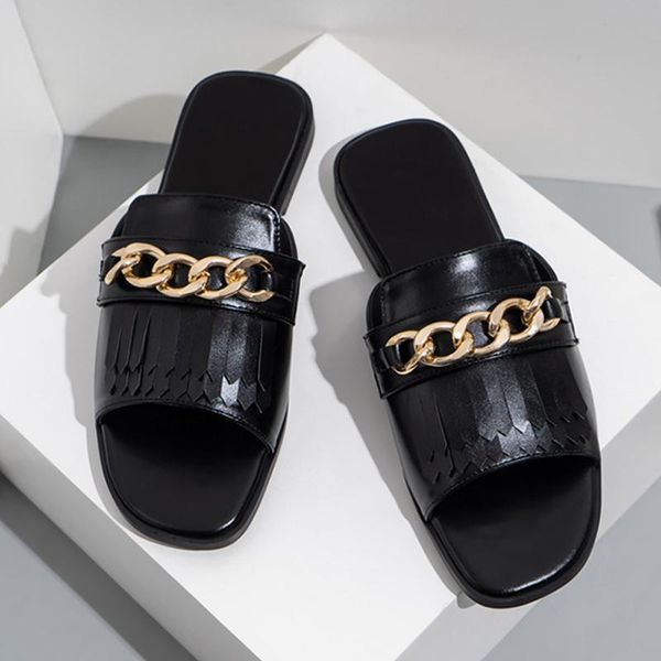 slippers 2021 summer women open-toe flat fashion buckle chain beach slides casual fringe flip flops ladies shoes, Black
slippers 2021 summer women open-toe flat fashion buckle chain beach slides casual fringe flip flops ladies shoes, Black