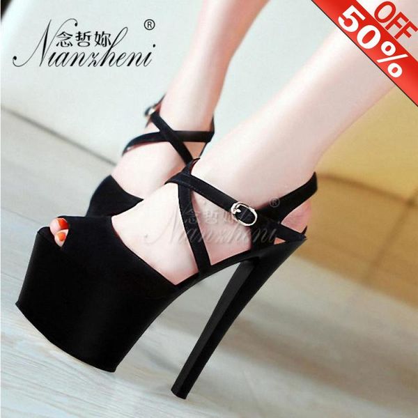 dress shoes 17cm high-heeled buckle suede decoration platform sandals temptation hand made high heel 6 inch dance, Black
dress shoes 17cm high-heeled buckle suede decoration platform sandals temptation hand made high heel 6 inch dance, Black