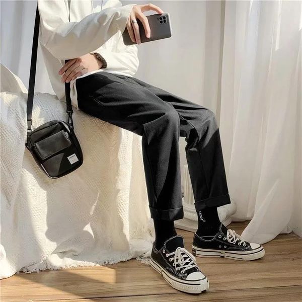 men's pants jogging pure color comfortable summer casual street loose japanese wear, Black
men's pants jogging pure color comfortable summer casual street loose japanese wear, Black