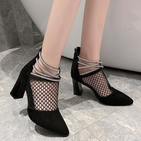sandals classic fashion black air mesh boots women summer square heels crystal lady breathable shoes
sandals classic fashion black air mesh boots women summer square heels crystal lady breathable shoes