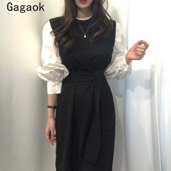 fake two dress women spring autumn patchwork puff sleeve o-neck midi dresses korean chic fashion wild vestidos 210531, Black;gray
fake two dress women spring autumn patchwork puff sleeve o-neck midi dresses korean chic fashion wild vestidos 210531, Black;gray