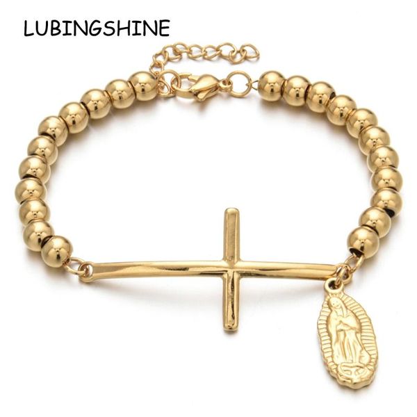 link, chain luxury stainless steel cross jesus charms bracelet for women men bead gold color jewelry wedding party gift, Black
link, chain luxury stainless steel cross jesus charms bracelet for women men bead gold color jewelry wedding party gift, Black