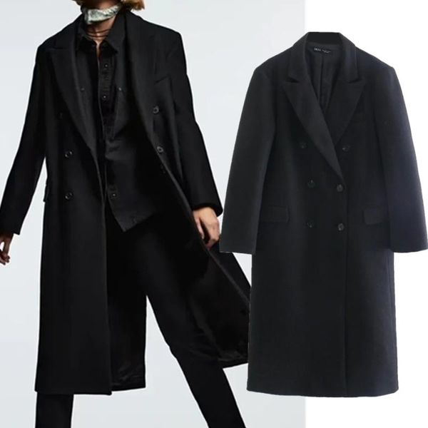 women's wool & blends elmsk coat women 2021fashion winter trench england style simple solid long double breasted oversize overcoat, Black
women's wool & blends elmsk coat women 2021fashion winter trench england style simple solid long double breasted oversize overcoat, Black