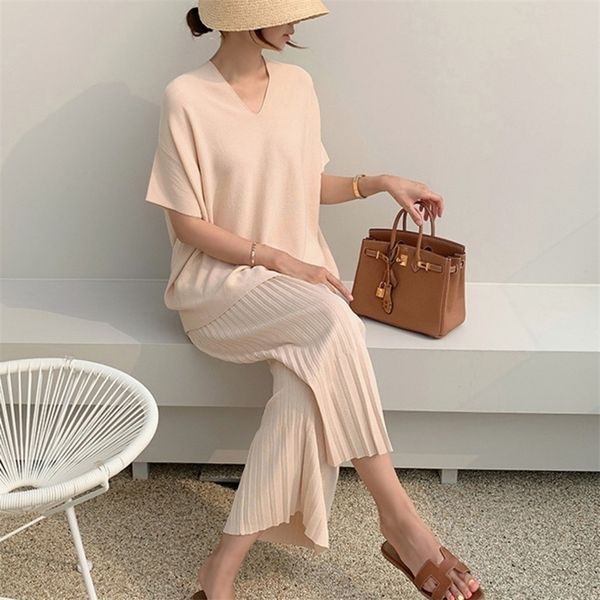 summer korean fashion casual knitted two piece set women loose pullover sweater + wide leg pants suits knitwear 2 220315, White
summer korean fashion casual knitted two piece set women loose pullover sweater + wide leg pants suits knitwear 2 220315, White