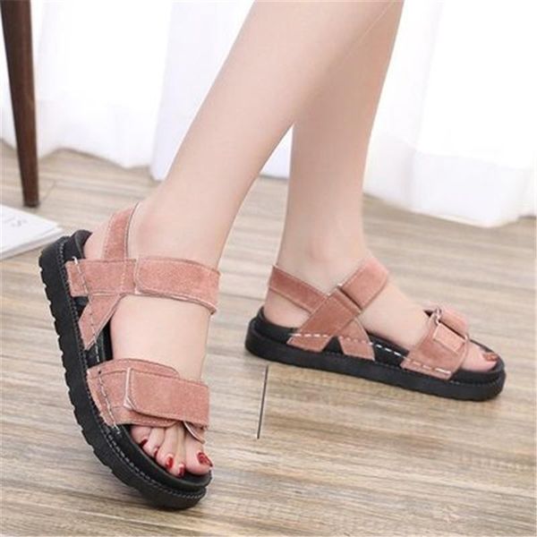 sandals large size women's flat 2021 summer casual simple sports style thick-soled, Black 
sandals large size women's flat 2021 summer casual simple sports style thick-soled, Black