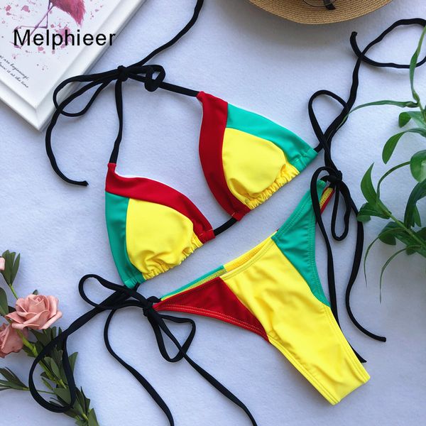 three-color patchwork triangle style swimwear plain bikini string halter ties ne ba and sides beachwear newby air
three-color patchwork triangle style swimwear plain bikini string halter ties ne ba and sides beachwear newby air