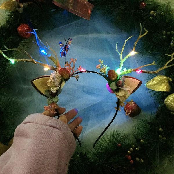 hair accessories led light christmas deer antler hoop luminous headband jewelry cute elk ear berry flower headdress glow at night hairbands, Slivery;white
hair accessories led light christmas deer antler hoop luminous headband jewelry cute elk ear berry flower headdress glow at night hairbands, Slivery;white