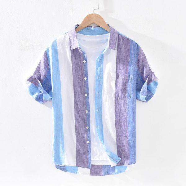 men's casual shirts striped short sleeve shirt for men summer cotton linen male breathable vintage turn-down collar button up, White;black
men's casual shirts striped short sleeve shirt for men summer cotton linen male breathable vintage turn-down collar button up, White;black