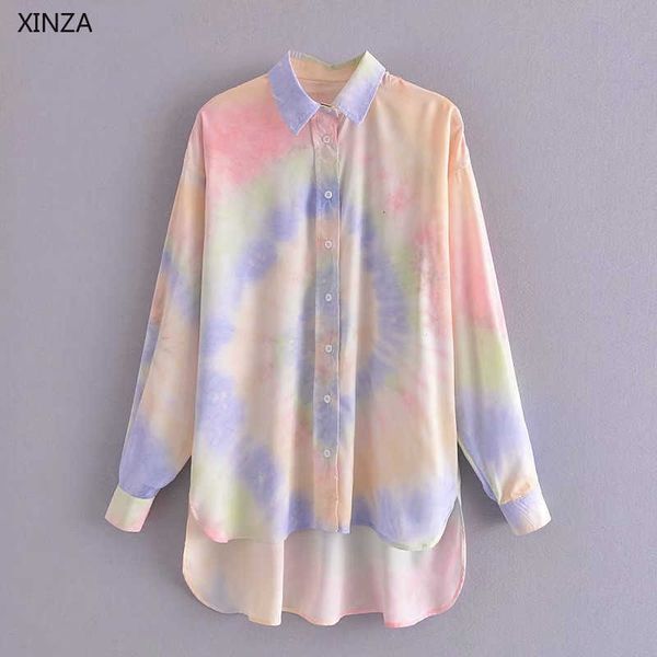 women's blouses & shirts women tie dye irregular summer shirt long sleeve lapel collar large size loose chic button up female vin, White
women's blouses & shirts women tie dye irregular summer shirt long sleeve lapel collar large size loose chic button up female vin, White