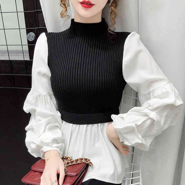 women's long sved high neck sweater, woven office fashion, knitwear, autumn and spring, novelty, White;black
women's long sved high neck sweater, woven office fashion, knitwear, autumn and spring, novelty, White;black