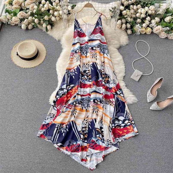 summer seaside vacation vestidos female v-neck printed irregular suspender midi dress gk730 210506, Black;gray
summer seaside vacation vestidos female v-neck printed irregular suspender midi dress gk730 210506, Black;gray