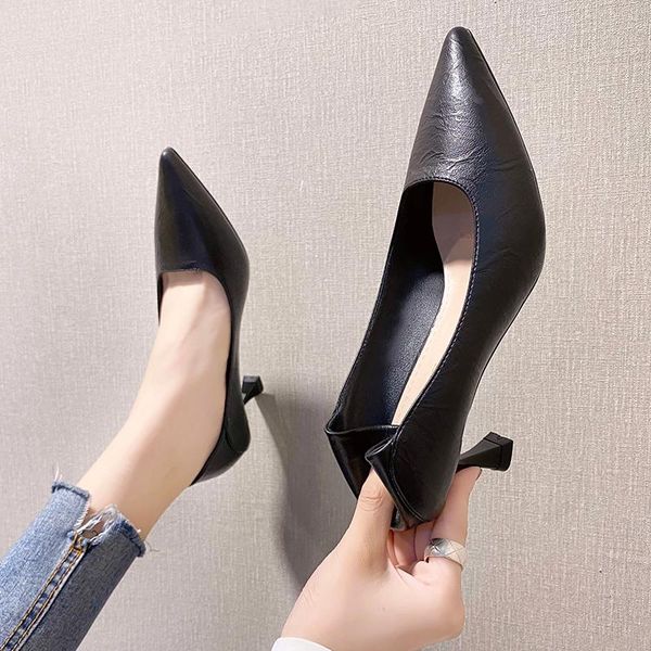 high heel leather shoes work dress professional sandals ladies shallow mouth lace-up pumps all-match pointed wedge, Black
high heel leather shoes work dress professional sandals ladies shallow mouth lace-up pumps all-match pointed wedge, Black