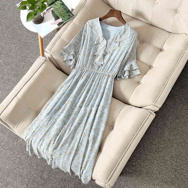 casual dresses spring summer 1/2 half sleeve v neck sweet blue floral print ruffle elastic waist mid-calf dress elegant 21m2721032513 iv0f, Black;gray
casual dresses spring summer 1/2 half sleeve v neck sweet blue floral print ruffle elastic waist mid-calf dress elegant 21m2721032513 iv0f, Black;gray