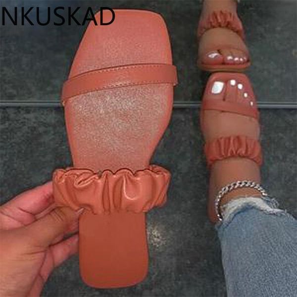 women pleated band slippers 2021 ins summer slides fashion square toe shoes woman beach flats plus size 35-43 lady footwear, Black
women pleated band slippers 2021 ins summer slides fashion square toe shoes woman beach flats plus size 35-43 lady footwear, Black