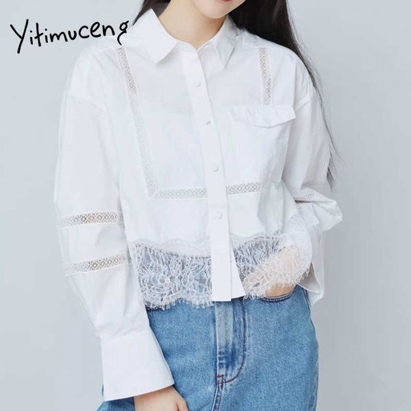 yitimuceng casual blouse women oversized lace office lady shirts korean fashion long sleeve white black spring 210601
yitimuceng casual blouse women oversized lace office lady shirts korean fashion long sleeve white black spring 210601