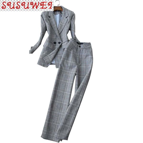 office women's suit pants set two-piece winter casual check ladies jacket small elegant wide-leg trousers two piece, White
office women's suit pants set two-piece winter casual check ladies jacket small elegant wide-leg trousers two piece, White