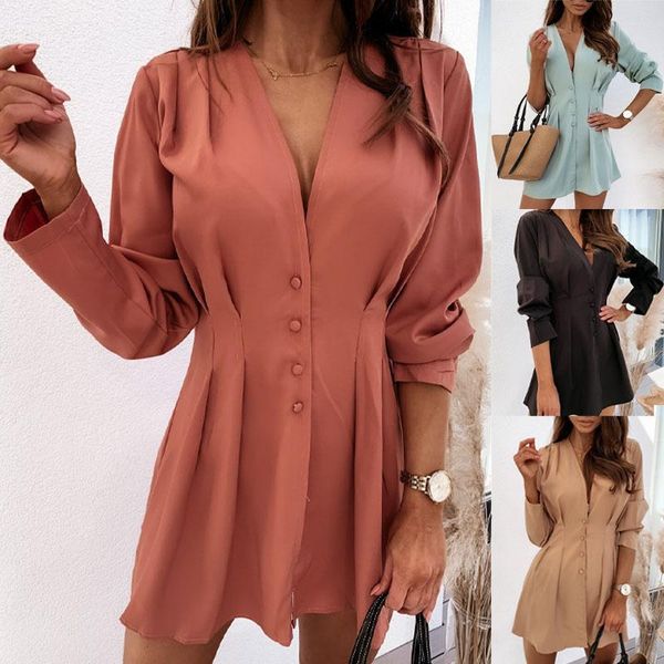 casual dresses solid color womens long sleeve shirt dress mini ol ladies blouse, Black;gray
casual dresses solid color womens long sleeve shirt dress mini ol ladies blouse, Black;gray