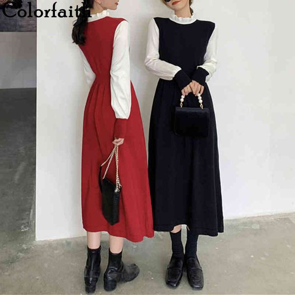 colorfaith new women's spring autumn dresses fake 2 pieces patchwork fashionable elegant vintage red long dress dr40032 210413, Black;gray
colorfaith new women's spring autumn dresses fake 2 pieces patchwork fashionable elegant vintage red long dress dr40032 210413, Black;gray