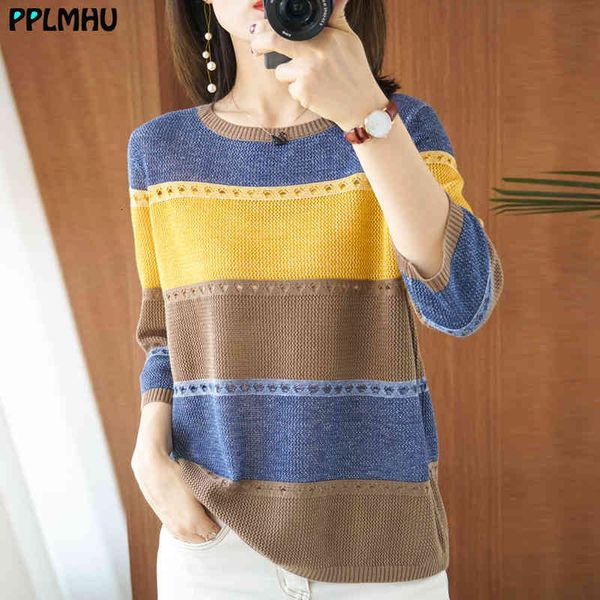women's t-shirt loose o-neck hollow out contrast color half sleeve knitwear women casual thin knit pullover female summer vin, White
women's t-shirt loose o-neck hollow out contrast color half sleeve knitwear women casual thin knit pullover female summer vin, White
