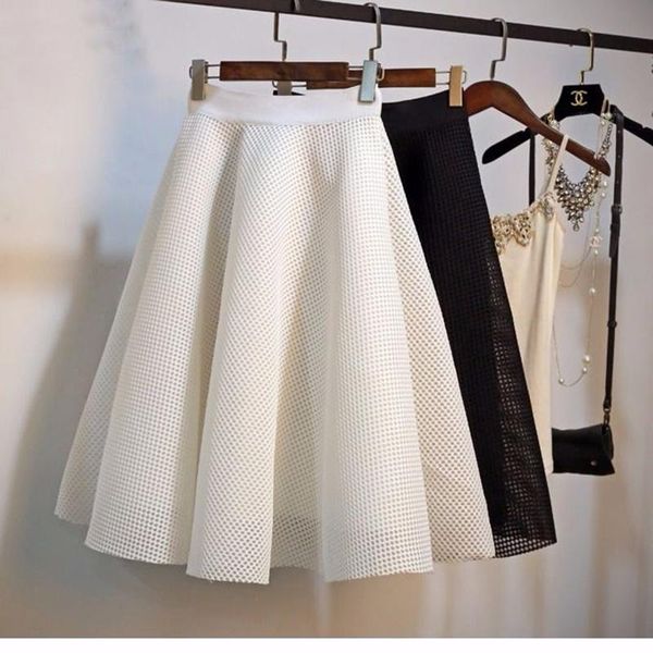 spring summer korea fashion women high waist a-line knee-length skirts plaid hollow out mesh swing plus size s994, Black
spring summer korea fashion women high waist a-line knee-length skirts plaid hollow out mesh swing plus size s994, Black