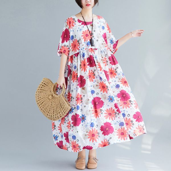 johnature women print floral dresses o-neck short sleeve loose robes summer korean style women clothing casual dresses 210521, Black;gray
johnature women print floral dresses o-neck short sleeve loose robes summer korean style women clothing casual dresses 210521, Black;gray