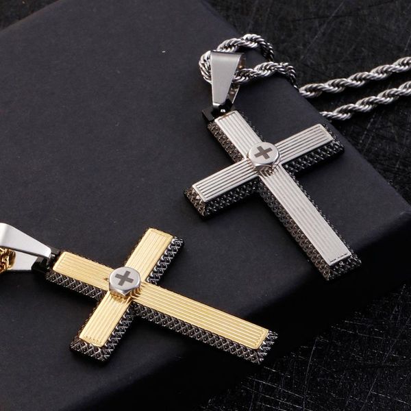 pendant necklaces cool cross necklace stainless steel for women gold and black color link chain pendants men religious jewelry, Silver
pendant necklaces cool cross necklace stainless steel for women gold and black color link chain pendants men religious jewelry, Silver