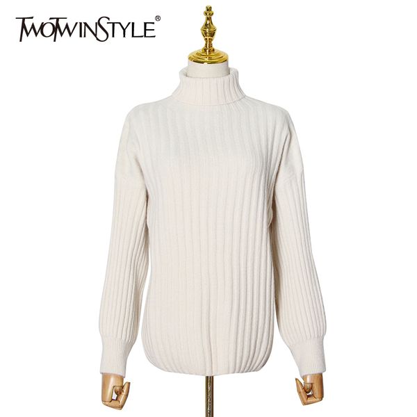 twotwinstyle korean casual sweater for women turtleneck long sleeve chic loose sweaters female fashion autumn clothing 210517, White;black
twotwinstyle korean casual sweater for women turtleneck long sleeve chic loose sweaters female fashion autumn clothing 210517, White;black