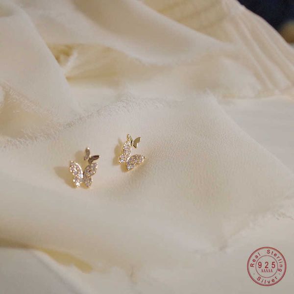 925 sterling sier pav shiny butterfly stud earrings women simple temperament wedding party jewelry friendship gift, Golden
925 sterling sier pav shiny butterfly stud earrings women simple temperament wedding party jewelry friendship gift, Golden