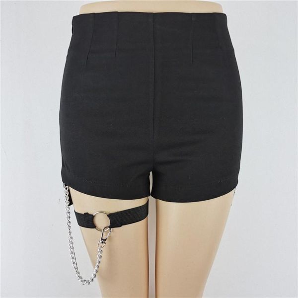 black pants gothic punk leg loop garter shorts women high waist with metal chain streetwear women's, White;black
black pants gothic punk leg loop garter shorts women high waist with metal chain streetwear women's, White;black