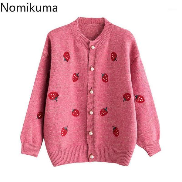 women's knits & tees korean sweater coat strawberry embroidery long sleeve knitted cardigan single breasted o-neck sweet pull femme, White
women's knits & tees korean sweater coat strawberry embroidery long sleeve knitted cardigan single breasted o-neck sweet pull femme, White