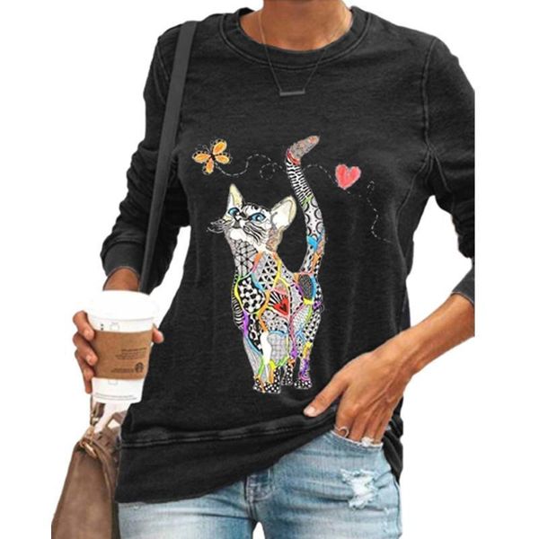 autumn colorful cat butterfly womens t shirts print animal casual o neck long sleeved pullover ladies plus size street, White
autumn colorful cat butterfly womens t shirts print animal casual o neck long sleeved pullover ladies plus size street, White