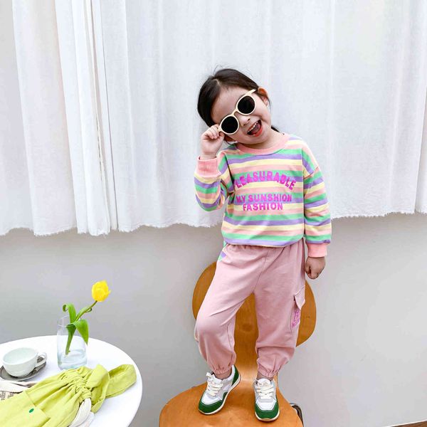 spring autumn girls casual clothes sets cute corlorful striped long sleeve sweatshirt and sports pants 1-6y 210508, White
spring autumn girls casual clothes sets cute corlorful striped long sleeve sweatshirt and sports pants 1-6y 210508, White