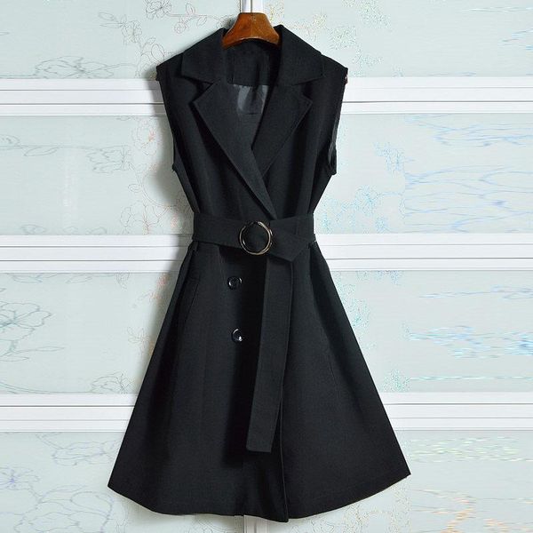 women's vests black long blazer waistcoat womens tie waist suit collar temperament sleeveless vest dress female 2021 style e579, Black;white
women's vests black long blazer waistcoat womens tie waist suit collar temperament sleeveless vest dress female 2021 style e579, Black;white