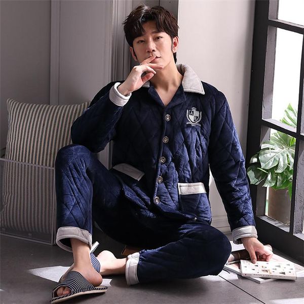 men's sleepwear pajamas winter quilted male three layer thickening coral fleece long-sleeved flannel warm jacket leisurewear suit, Black;brown
men's sleepwear pajamas winter quilted male three layer thickening coral fleece long-sleeved flannel warm jacket leisurewear suit, Black;brown