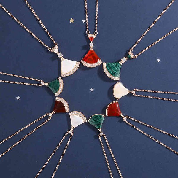 the new baojia small skirt necklace female rose gold full diamond fan pendant red chalcedony clavicle chain, Silver
the new baojia small skirt necklace female rose gold full diamond fan pendant red chalcedony clavicle chain, Silver