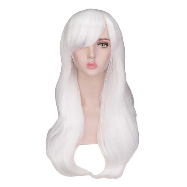 women's 70cm long high temperature silk white curly hair cos animation wig, Black
women's 70cm long high temperature silk white curly hair cos animation wig, Black