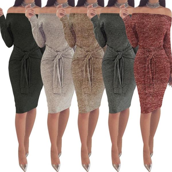 casual dresses european and american spring fashion women's wear black grey wine red waist band a one-word neckline dress., Black;gray
casual dresses european and american spring fashion women's wear black grey wine red waist band a one-word neckline dress., Black;gray